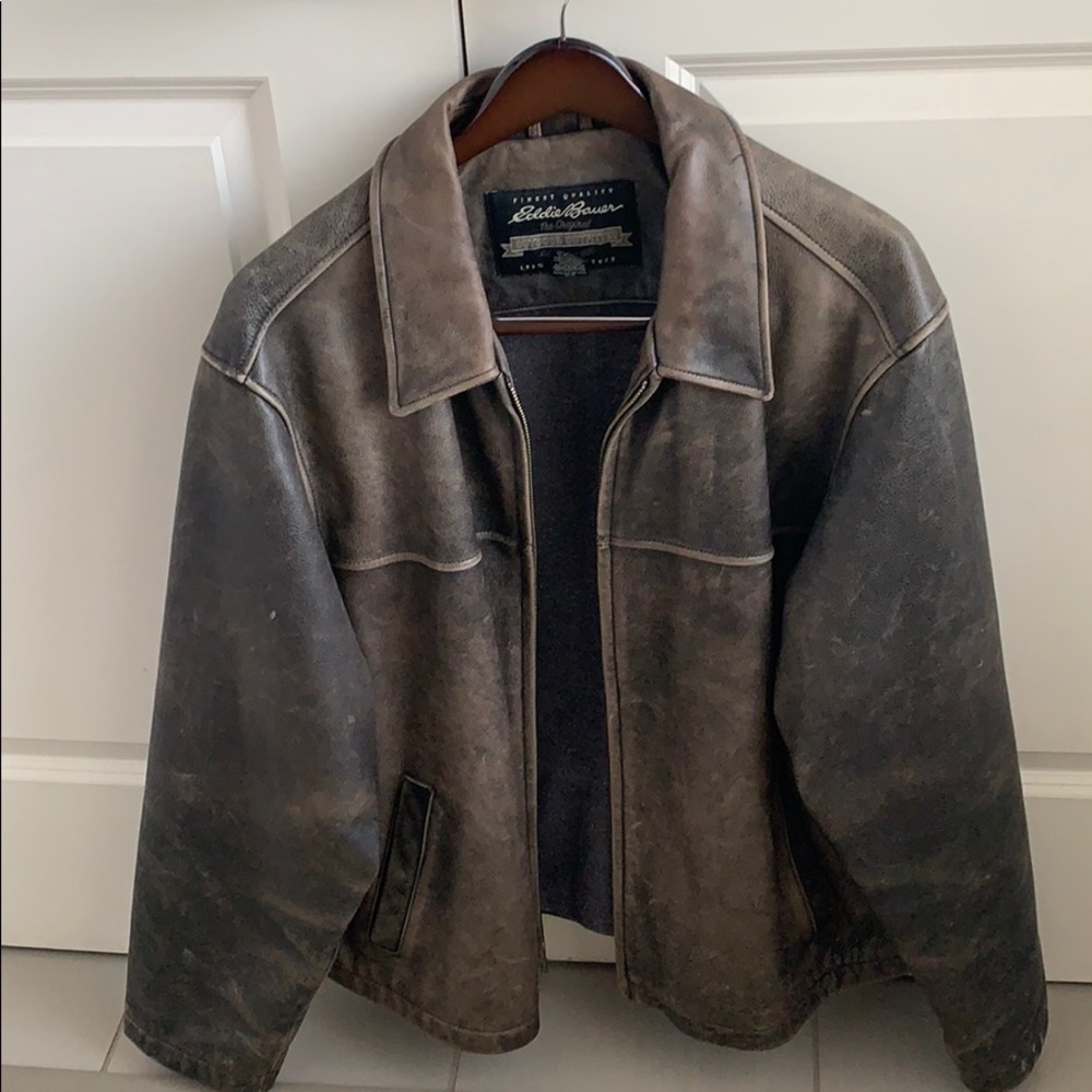 Distressed Leather Jacket XL